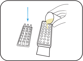 Remove cartridge lid and half-fill cartridge with milk