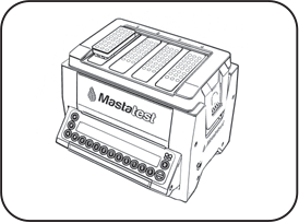 Insert cartridge into Lapbox™ with arrows facing to the back and replace lid